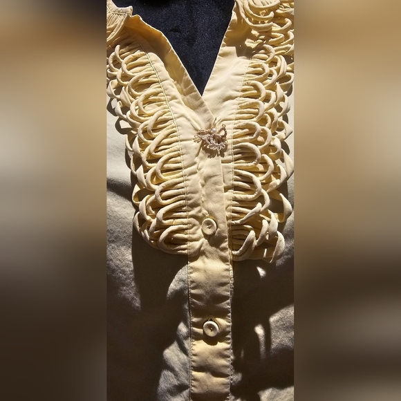 Talbots Unique Size 16 Yellow Sleeveless Ruffle Top - Picture 9 of 9